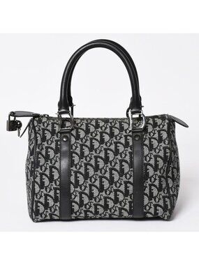 Dior Speedy 25 Handbag Trotter Black Silver